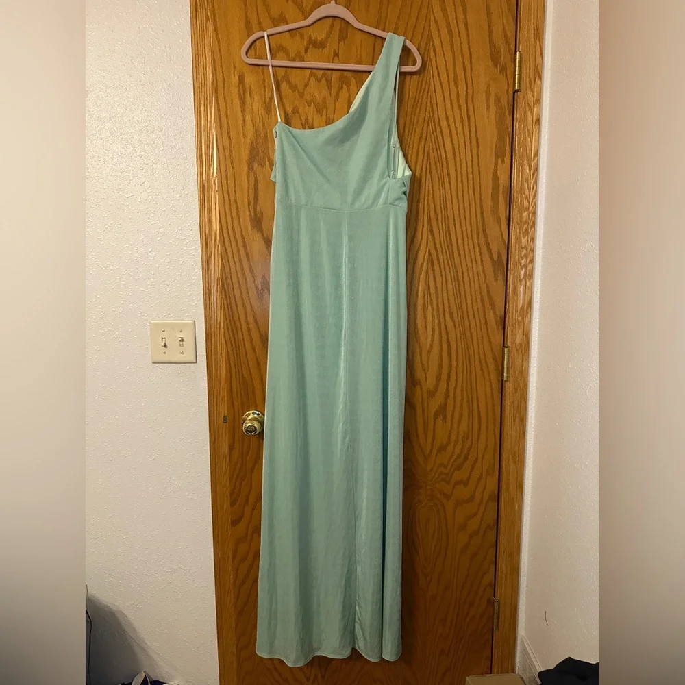 Katie May Los Angeles A Cut Above Gown - NWT - Size L Mint Green One-Shoulder - Picture 4 of 13